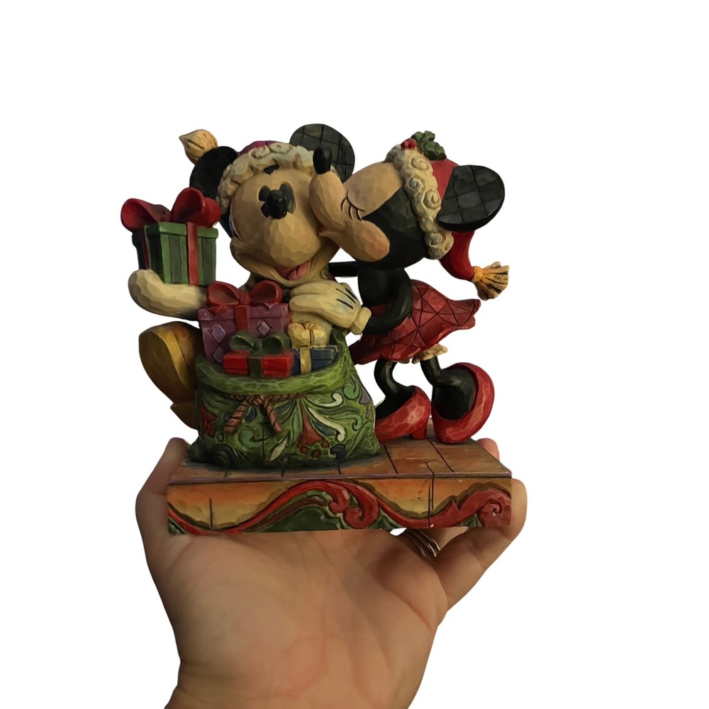 Jim Shore‎ Disney Traditions Mickey Minnie Christmas Kiss Figurine Santa